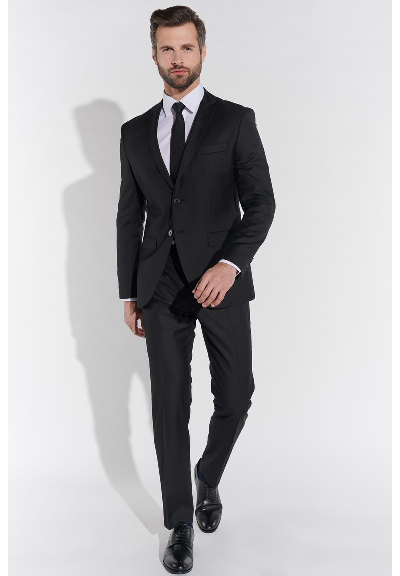 Designer Anzug Slim Fit, Schwarz Frontansicht