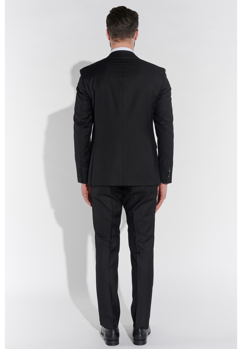 Designer Anzug Slim Fit, Schwarz Rückansicht