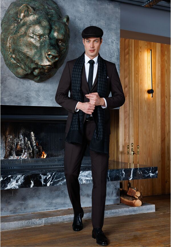 Designer Anzug Slim Fit, Braun