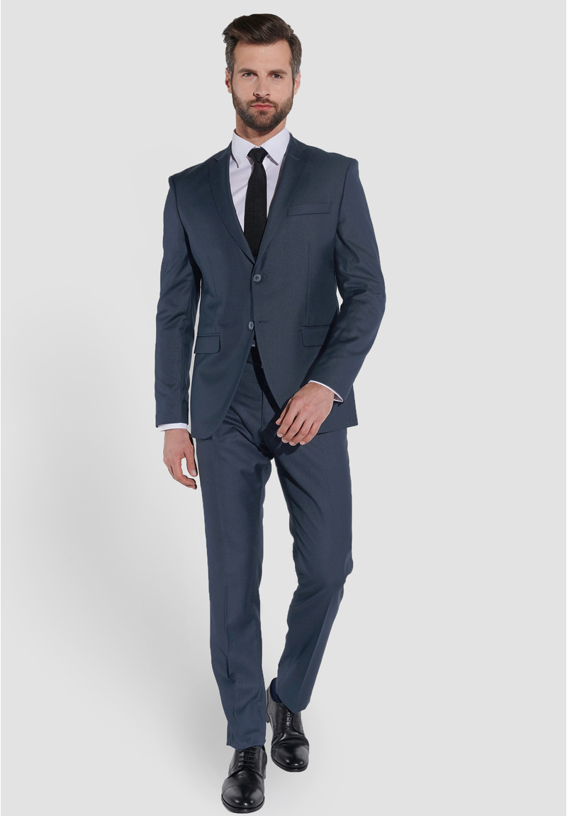 Designer Anzug Slim Fit, Graublau Frontansicht